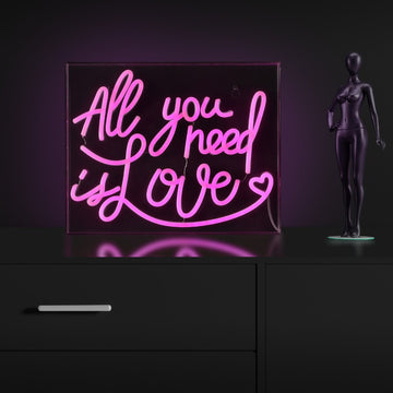 All You Need Is Love Contemporary Glam Acrylic Box USB Operated LED Neon Light - JONATHAN Y